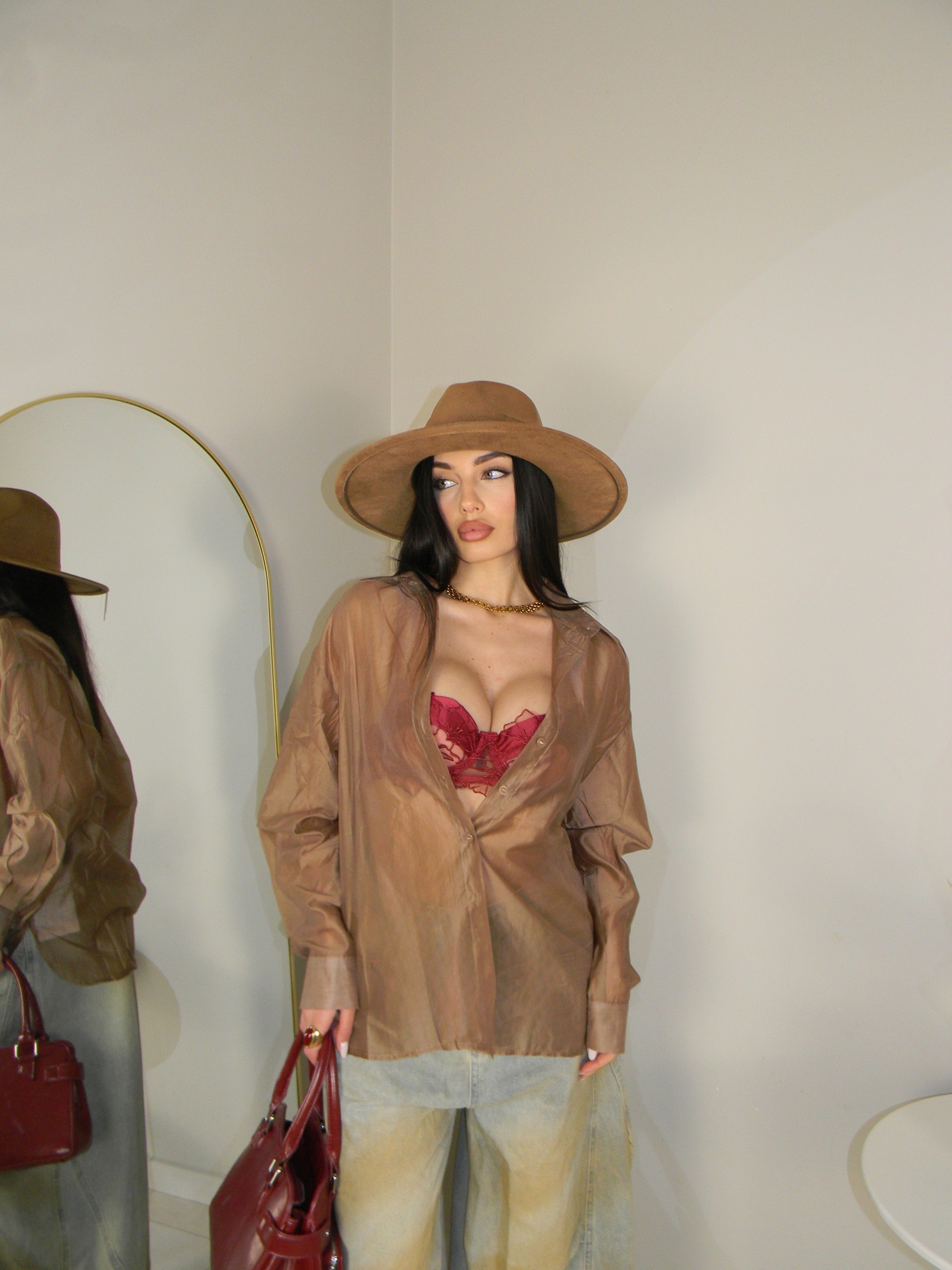 BLUSA SEMITRANSPARENTE BEIGE
