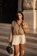 GIACCA BOMBER EFFETTO CAMOSCIO BEIGE