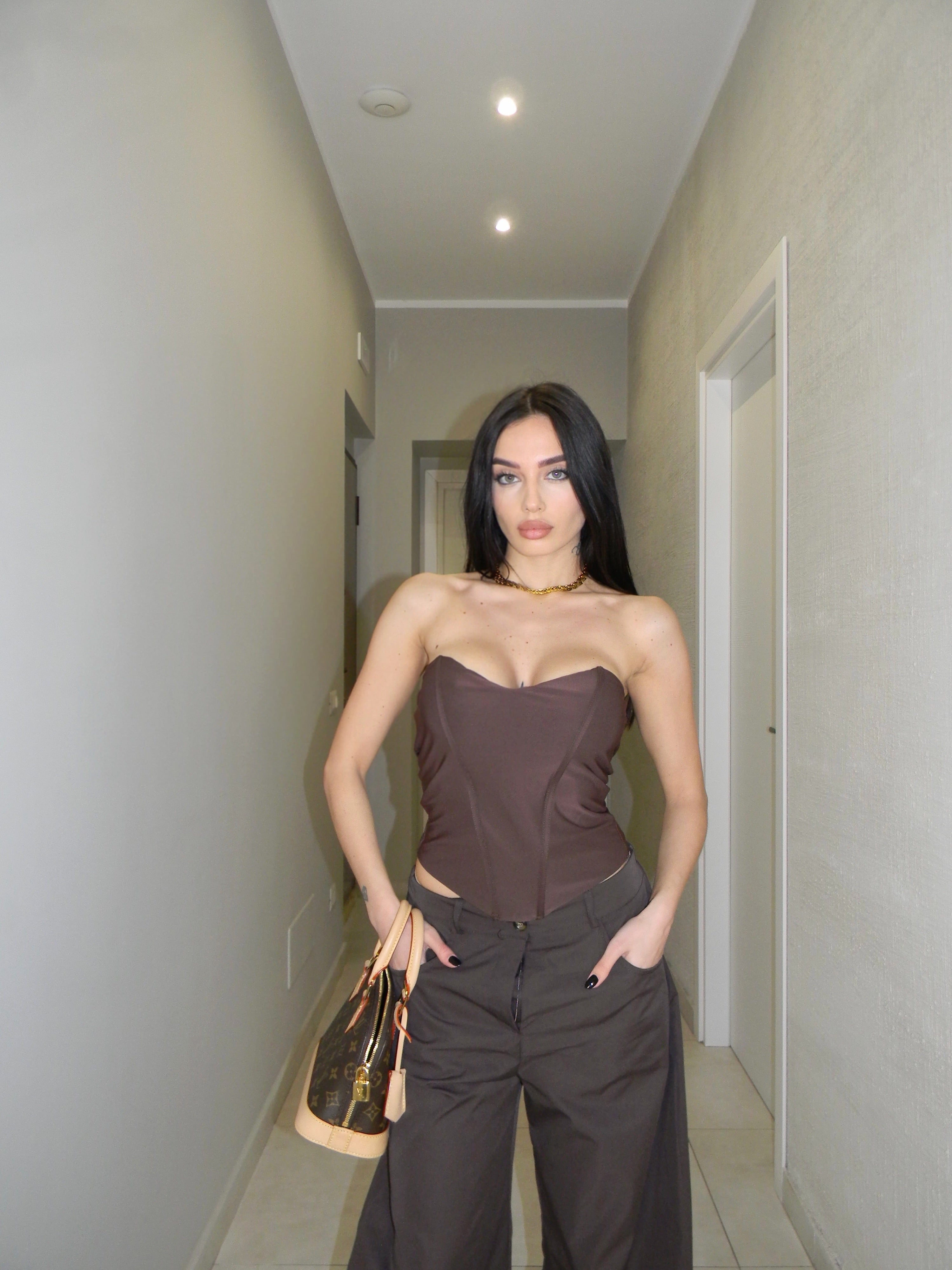 TOP CORPETTO MARRONE