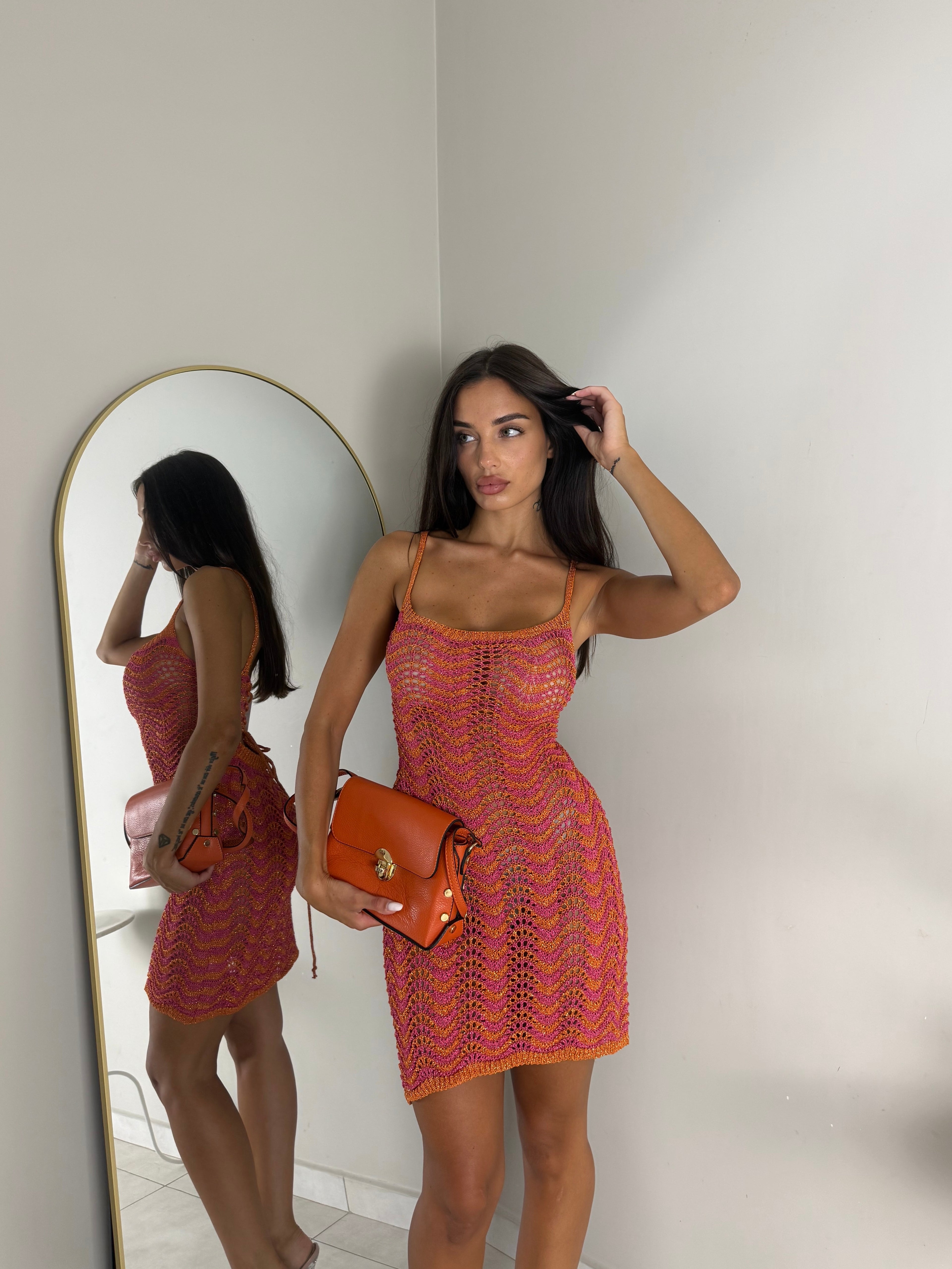 DRESS LUCE ROSA E ARANCIO