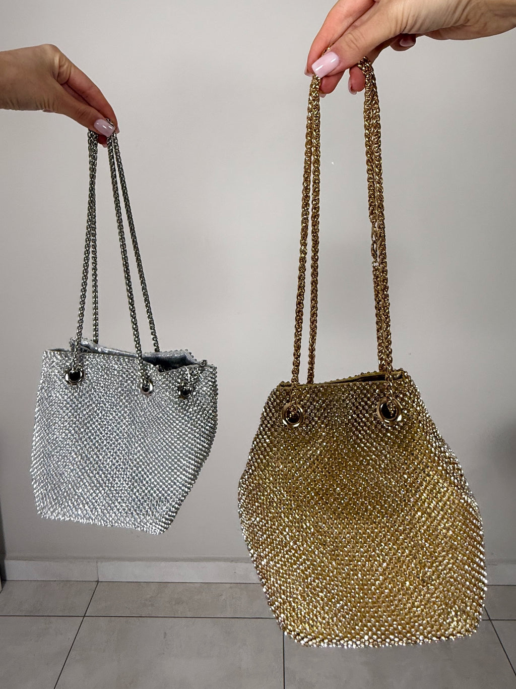 BORSA GLITTER ARGENTO