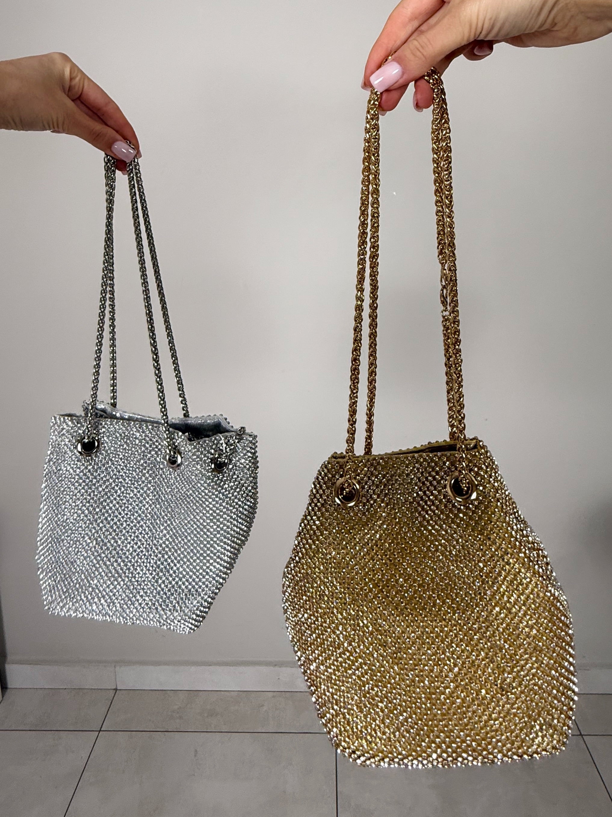 BORSA GLITTER ARGENTO