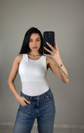 BODY CON SCOLLO AMERICANA BIANCO