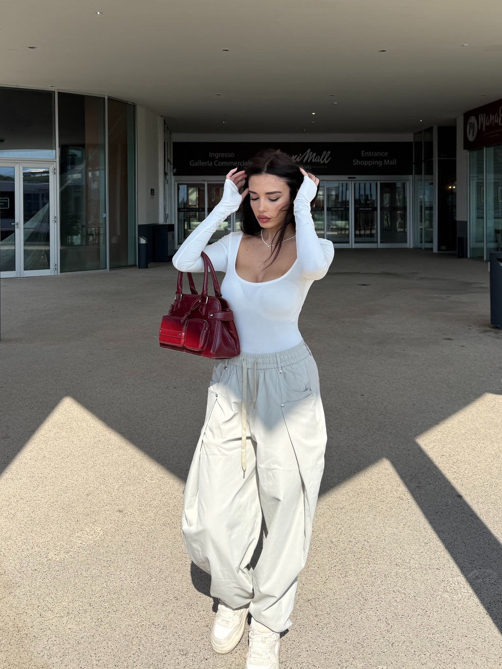 PANTALONE CARGO BIANCO FUMO
