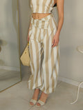 PANTALONE A RIGHE BEIGE