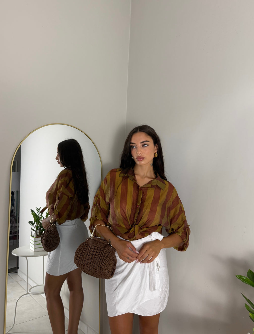 CAMICIA A RIGHE BORDEAUX