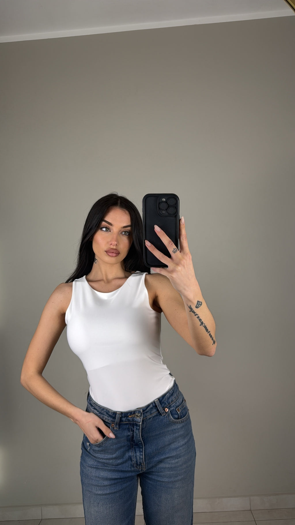 BODY CON SCOLLO AMERICANA BIANCO