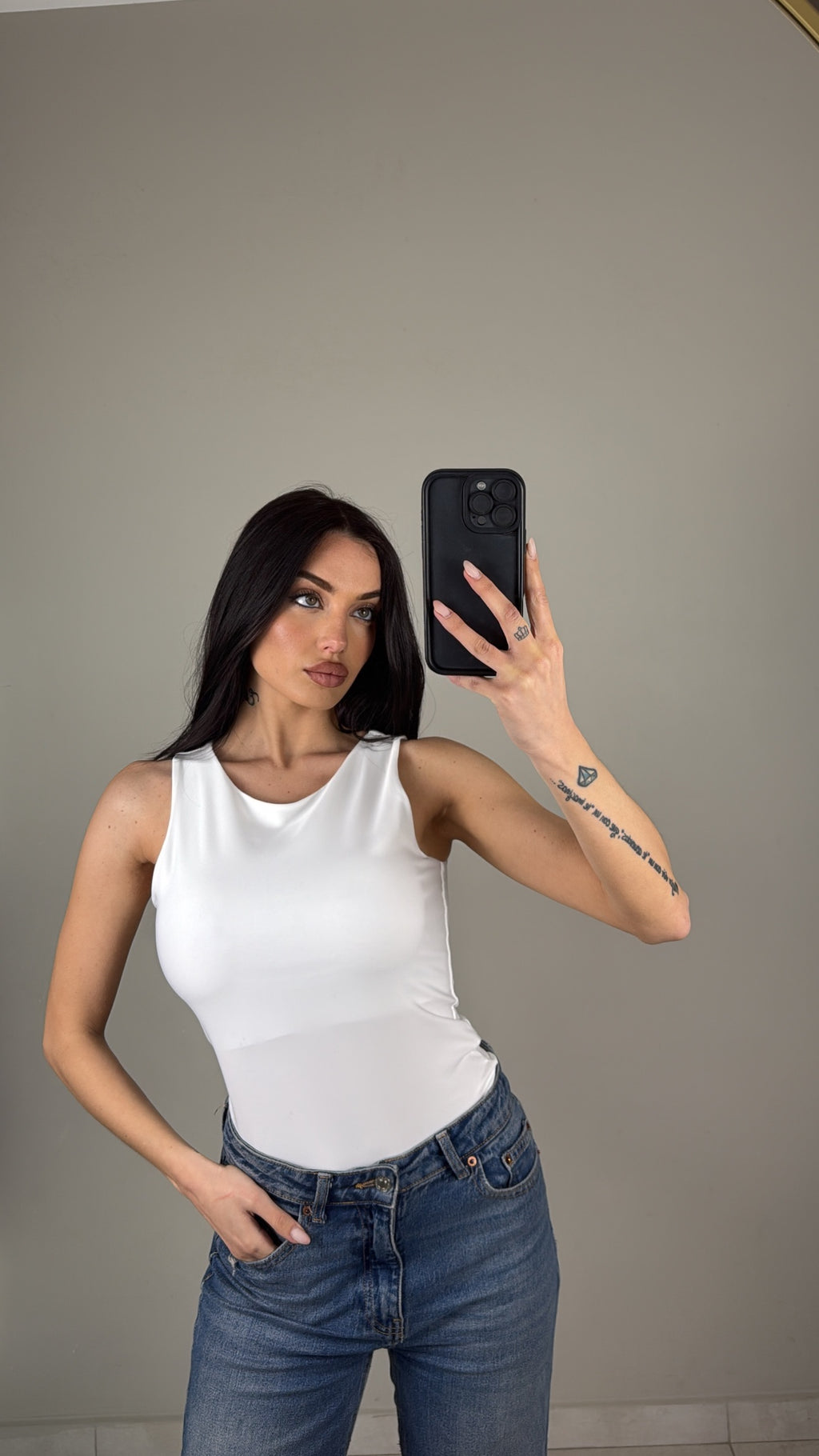 BODY CON SCOLLO AMERICANA BIANCO