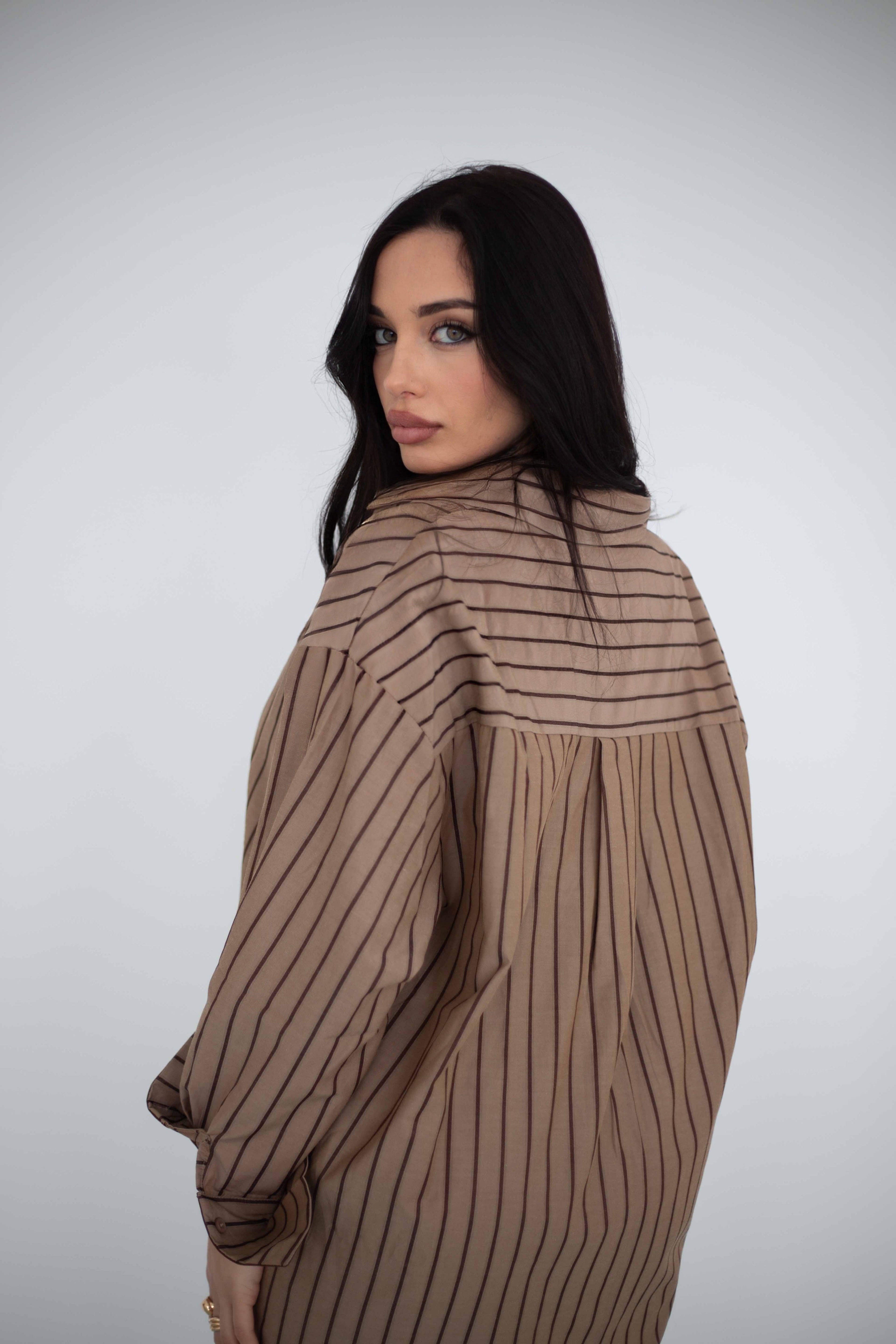 CAMICIA A RIGHE BEIGE