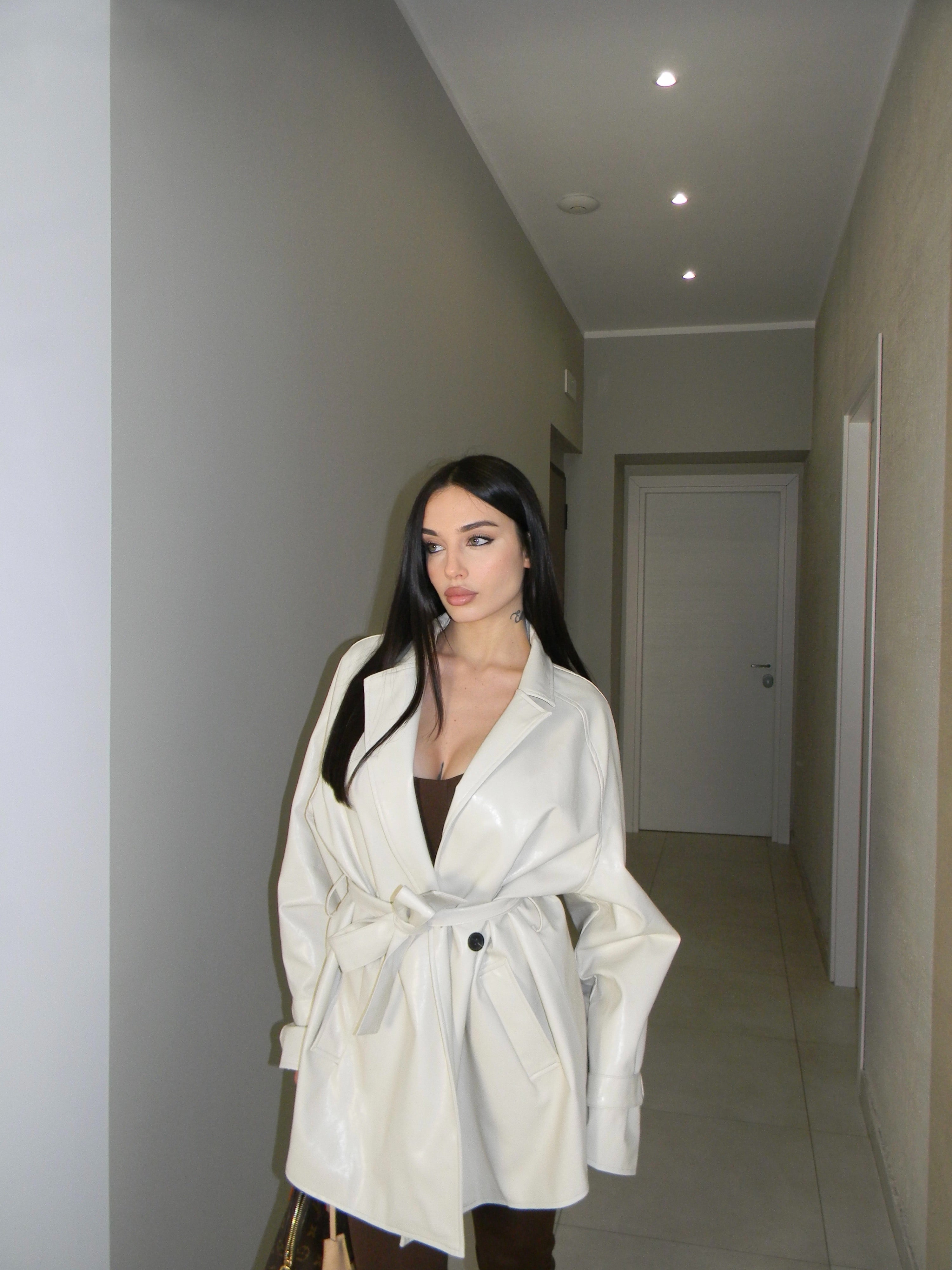 TRENCH IN ECOPELLE BIANCO