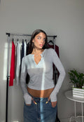 T-SHIRT BUTTON GRIGIA