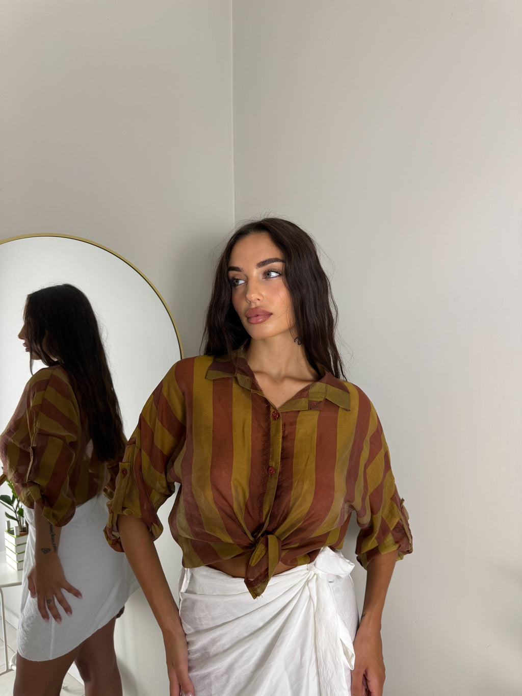 CAMICIA A RIGHE BORDEAUX
