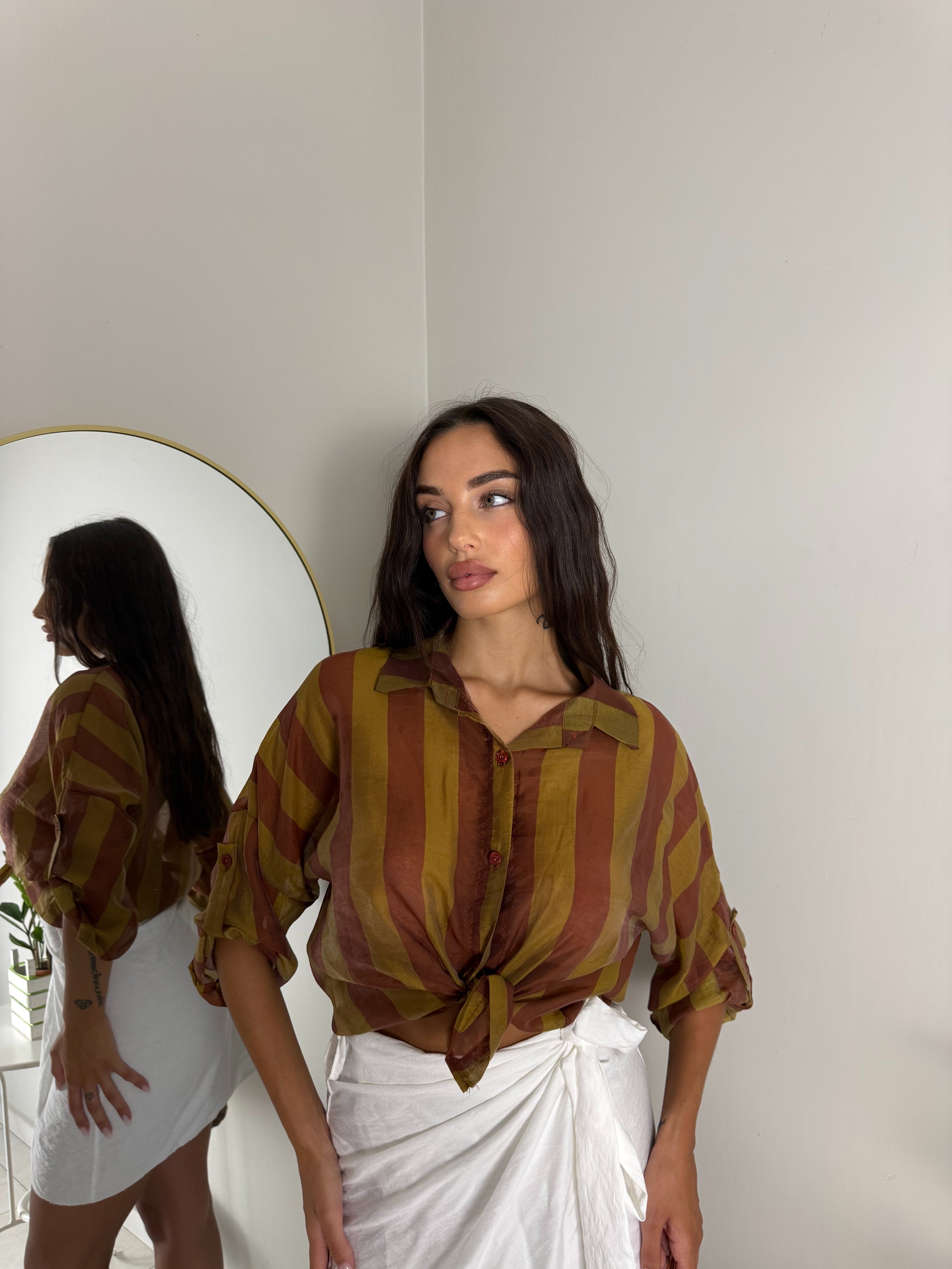 CAMICIA A RIGHE BORDEAUX