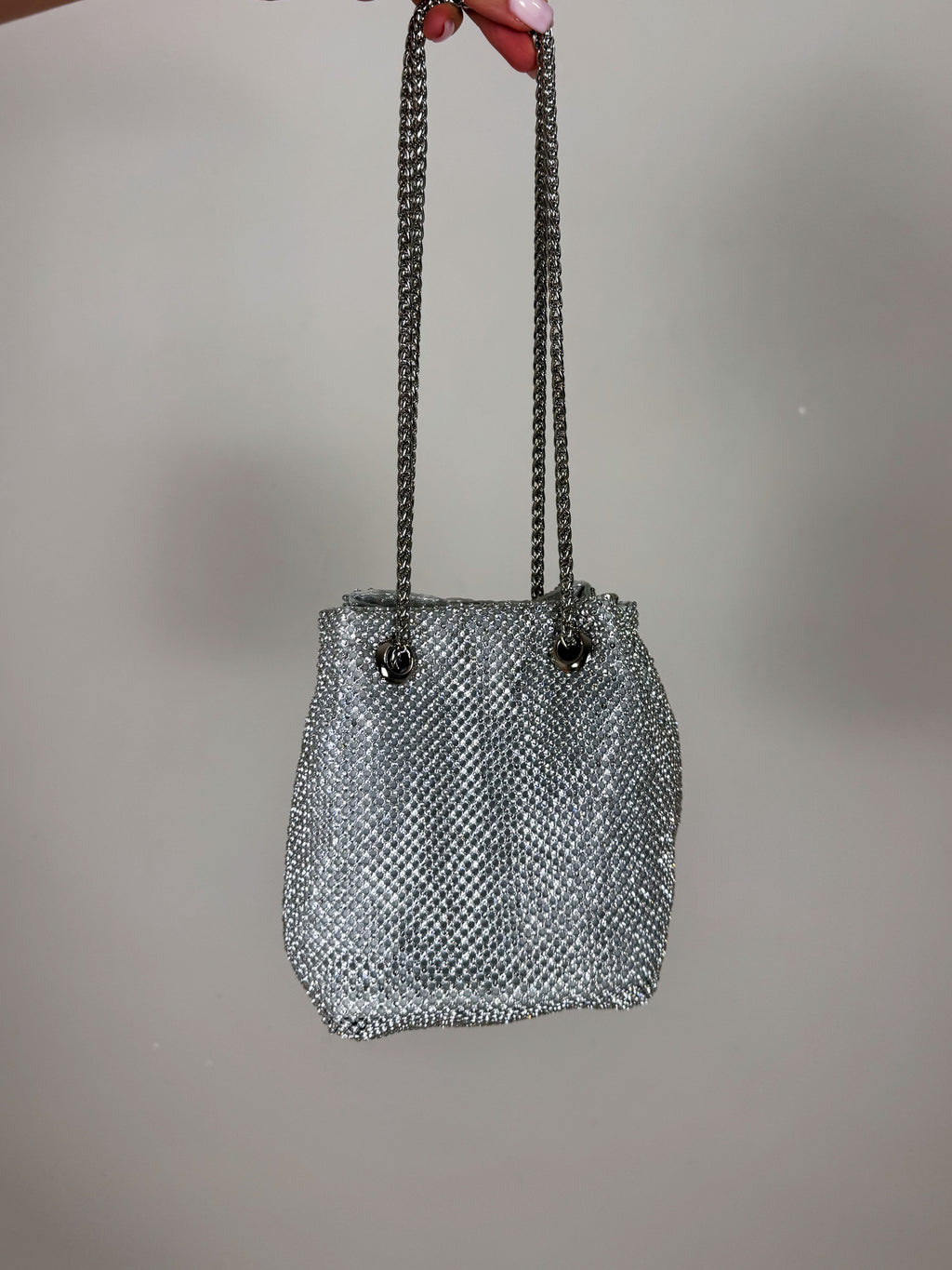 BORSA GLITTER ARGENTO