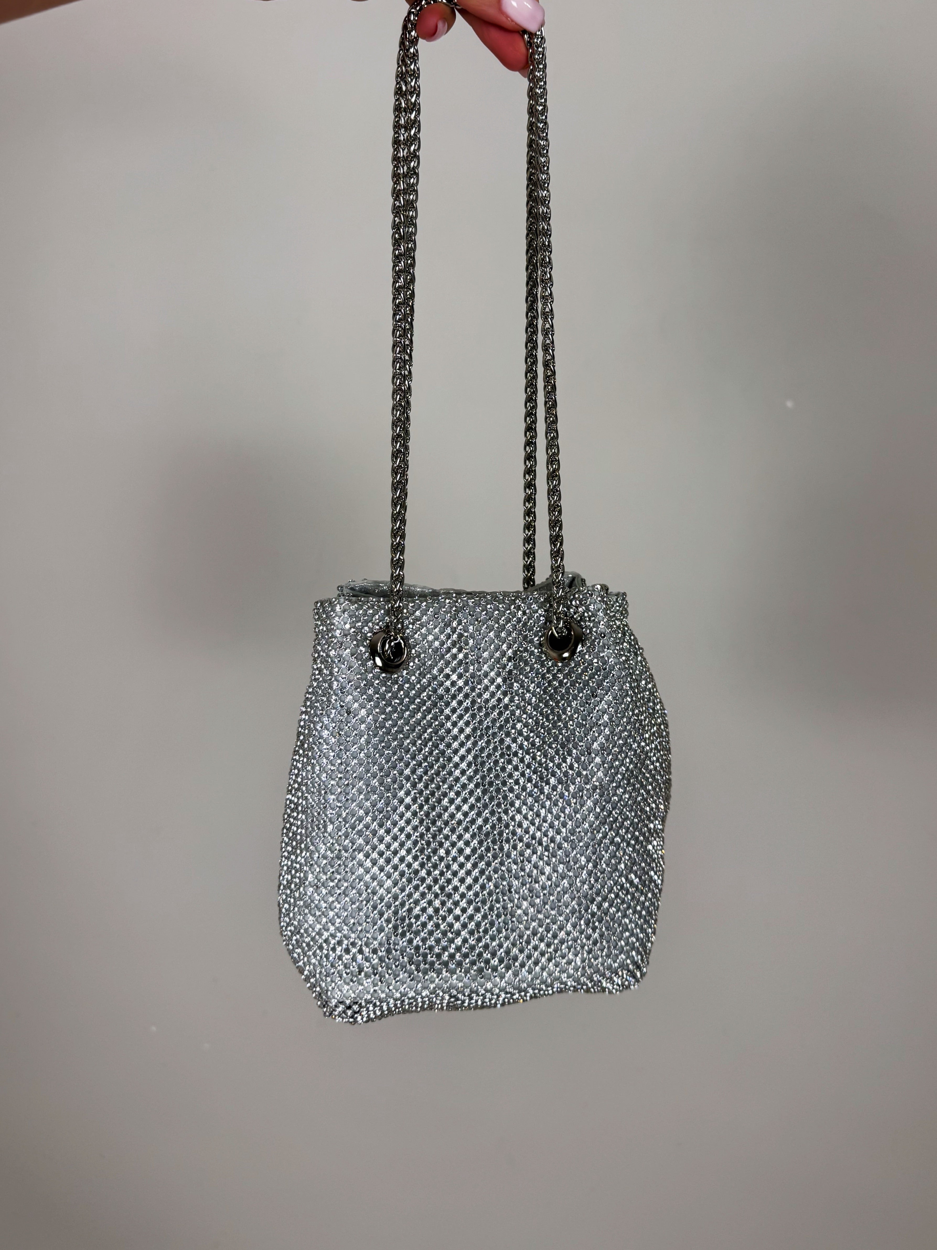 BORSA GLITTER ARGENTO