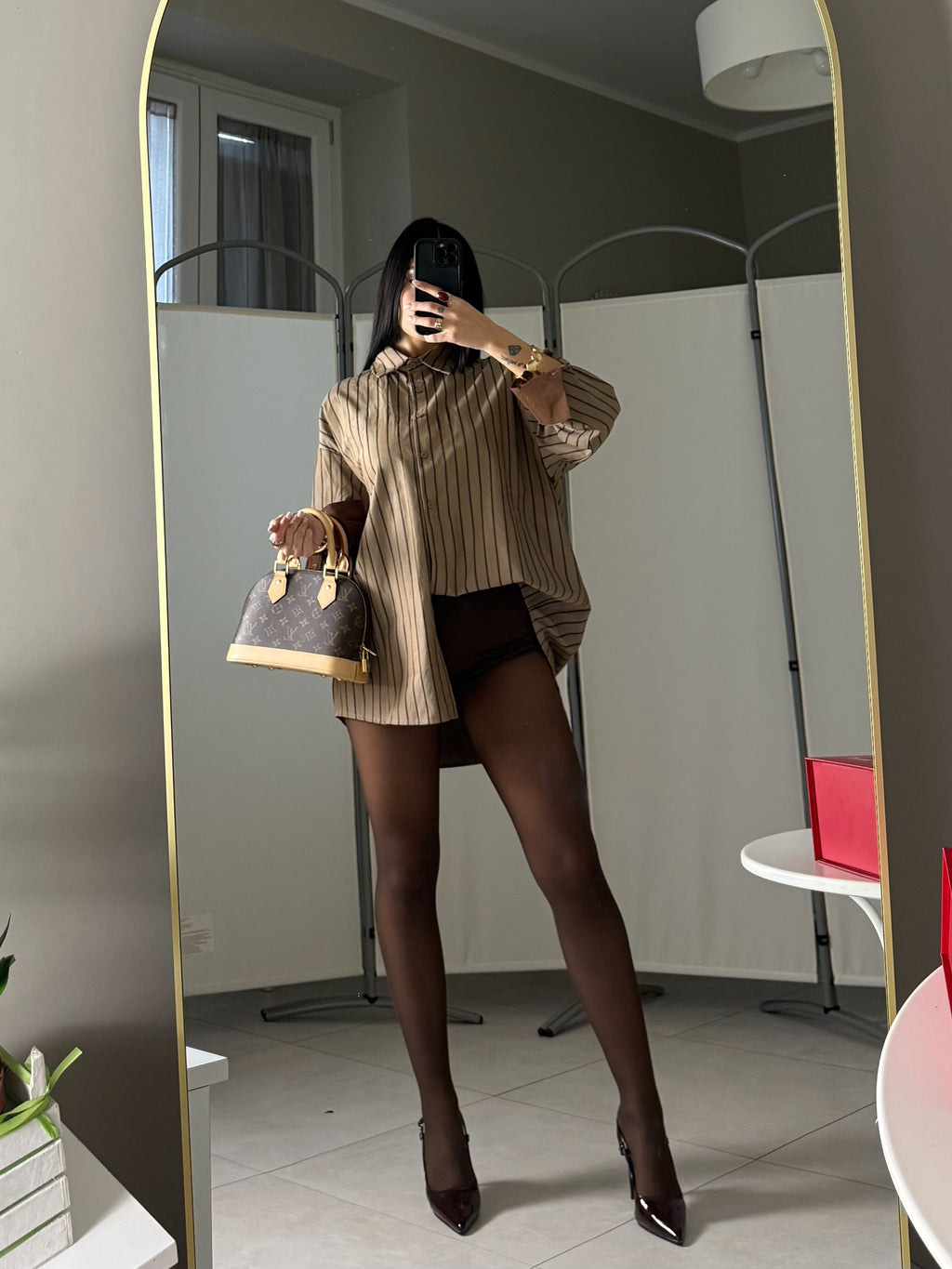 CAMICIA A RIGHE BEIGE